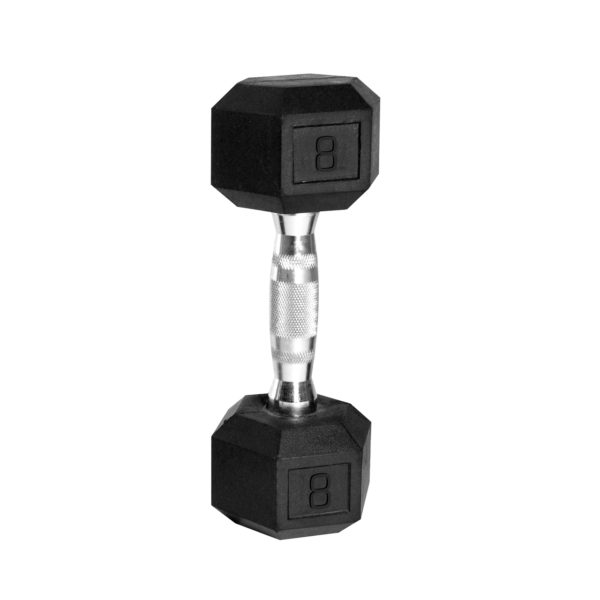 Workout RUBBER Coated Hex Dumbbell Black 8 lb WEIGHT  8lb Total 1 CAP 