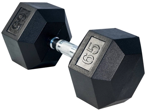 65LBS Rubber Dumbbell