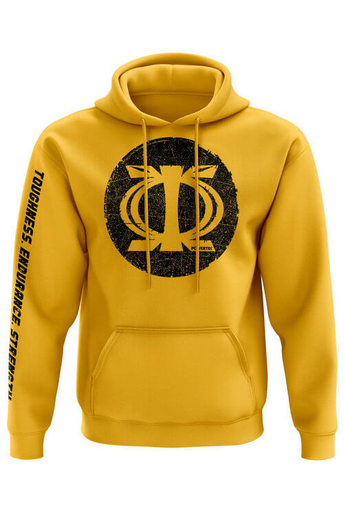 Powertec Hoodie - Yellow - Distressed Wawa Aba Logo
